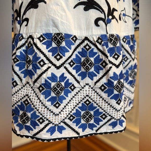 Anthropologie embroidered v-neck dress - Picture 8 of 9